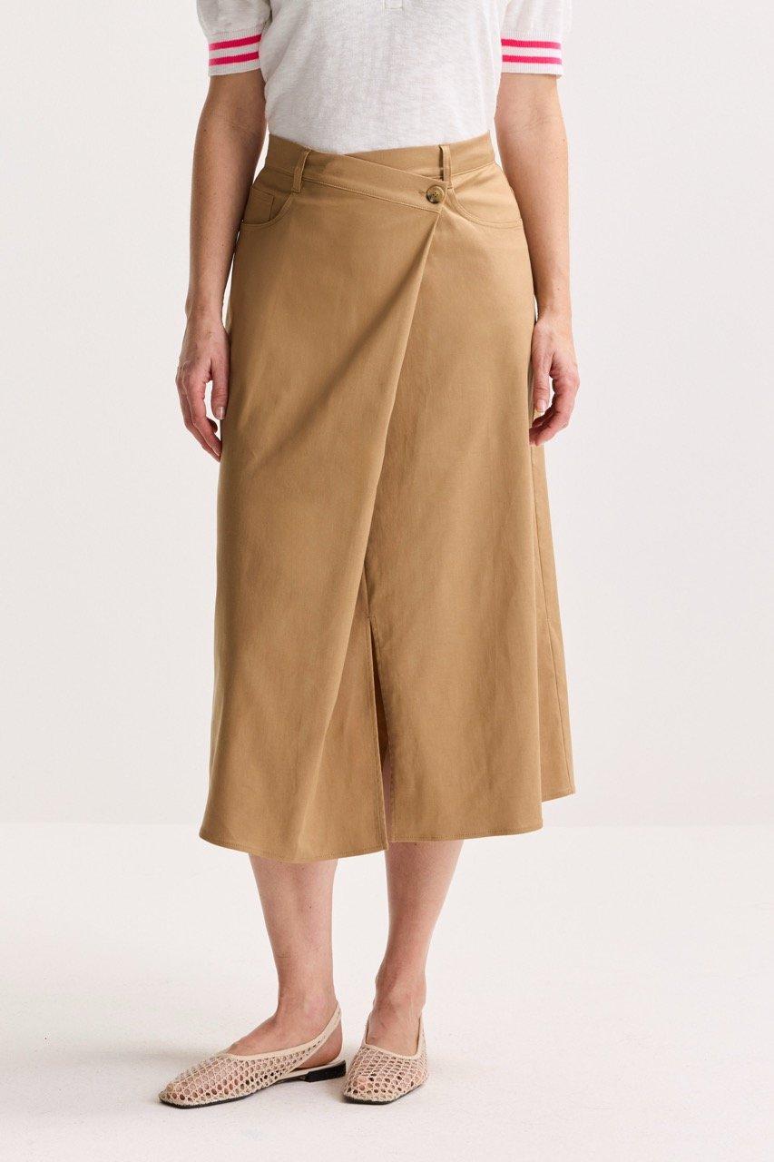 Jupes - Jupe portefeuille en gabardine stretch