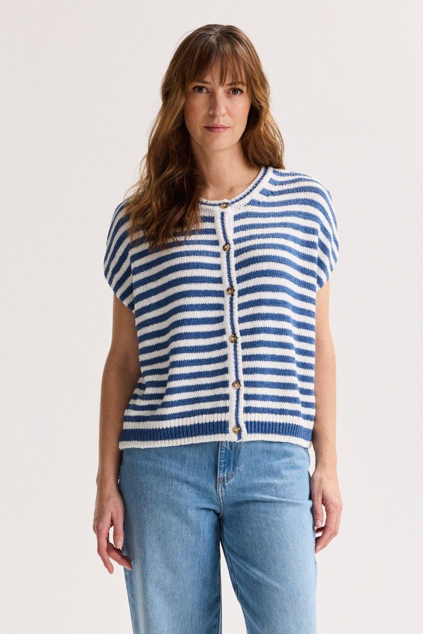 Cardigans - Cardigan ray&eacute; sans manches