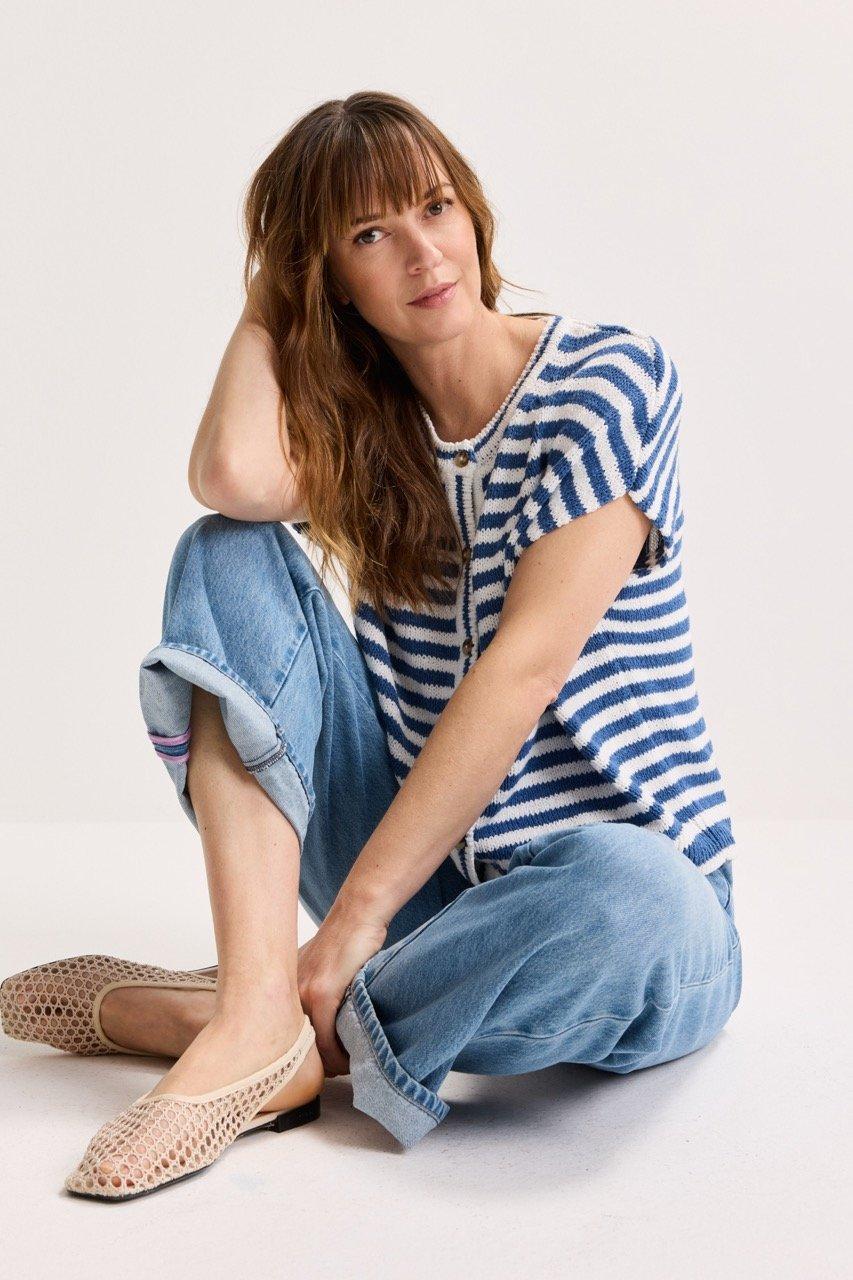 Cardigans - Cardigan ray&eacute; sans manches