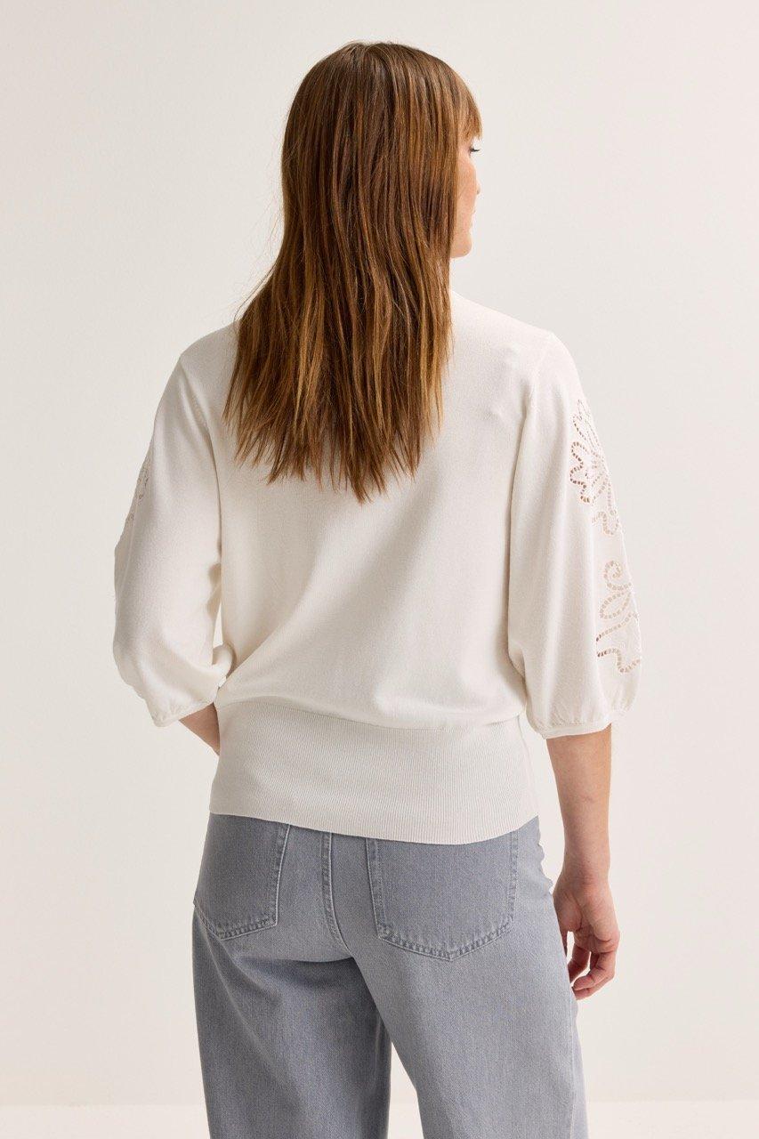 Truien - V-halstui met geborduurde mouwen