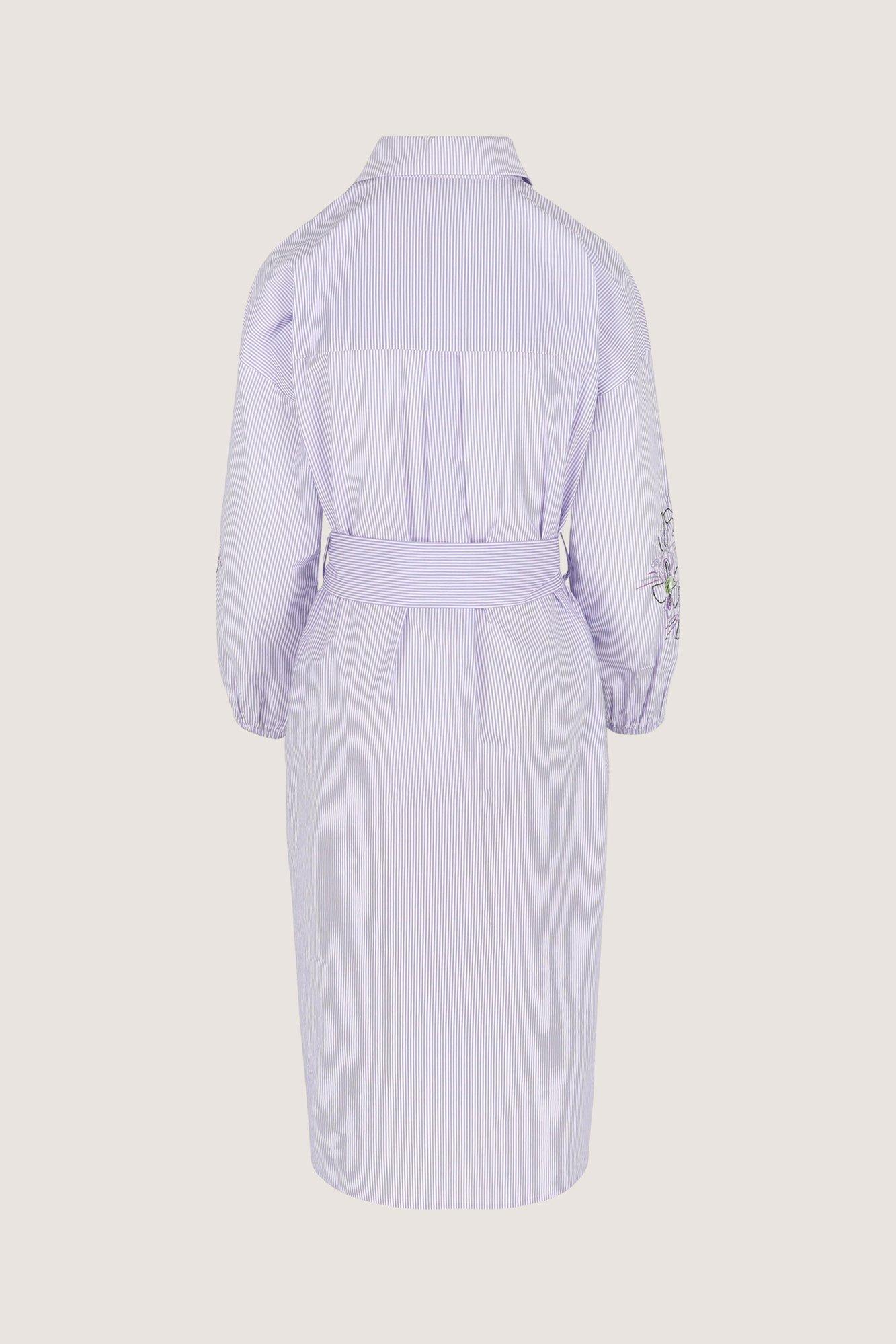 Robes - Robe chemise brod&eacute;e &agrave; rayures