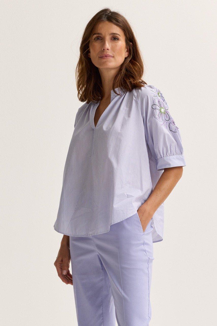 Mayerline Geborduurde Blouse Met Strepen