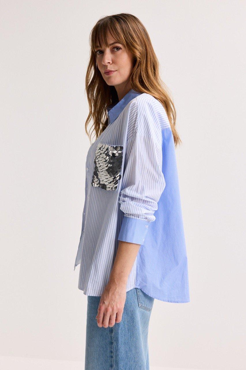 Hemden - Gestreept shirt met pailletten