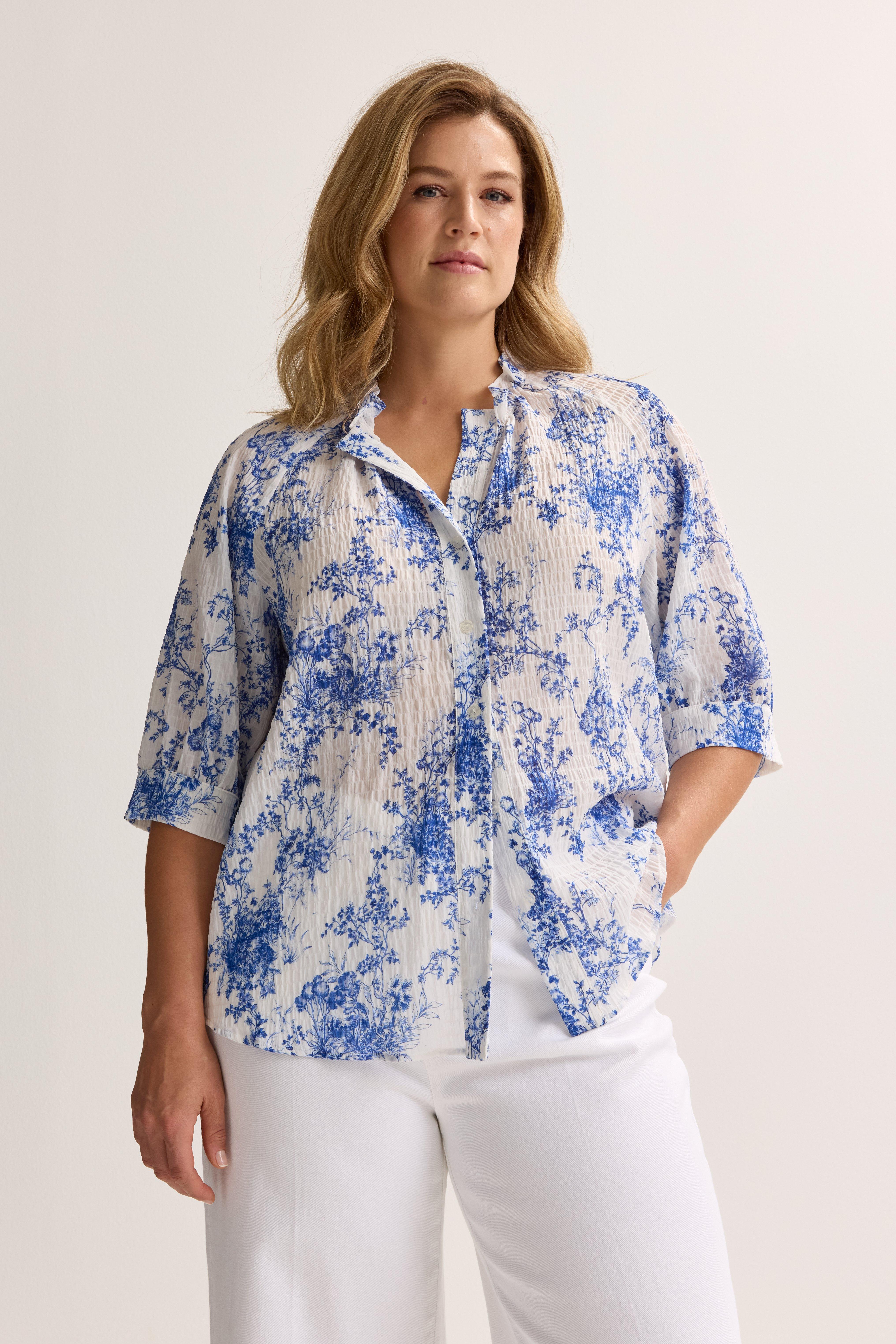 Hemden - Blouse met Delfts blauw print
