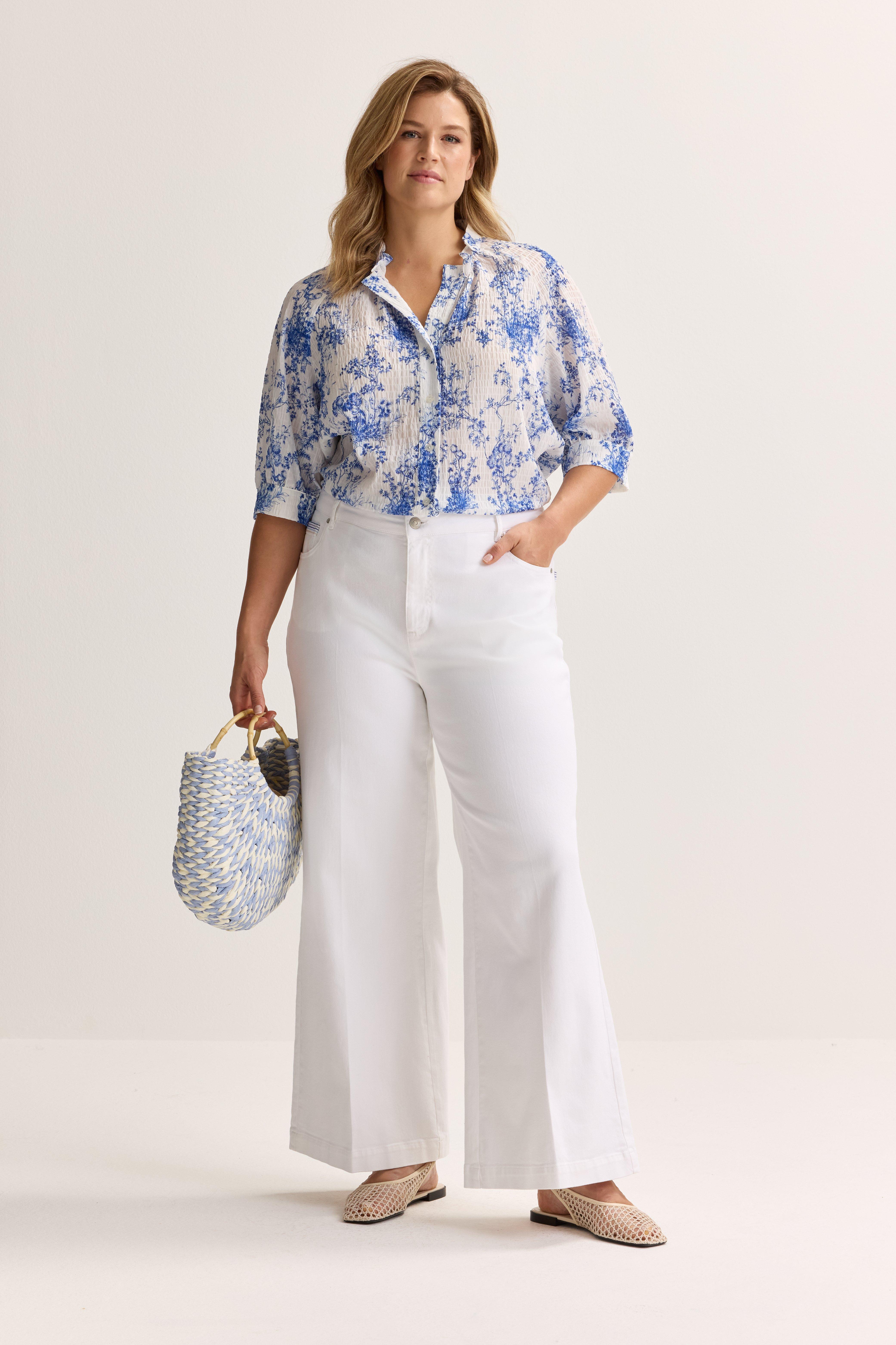 Hemden - Blouse met Delfts blauw print