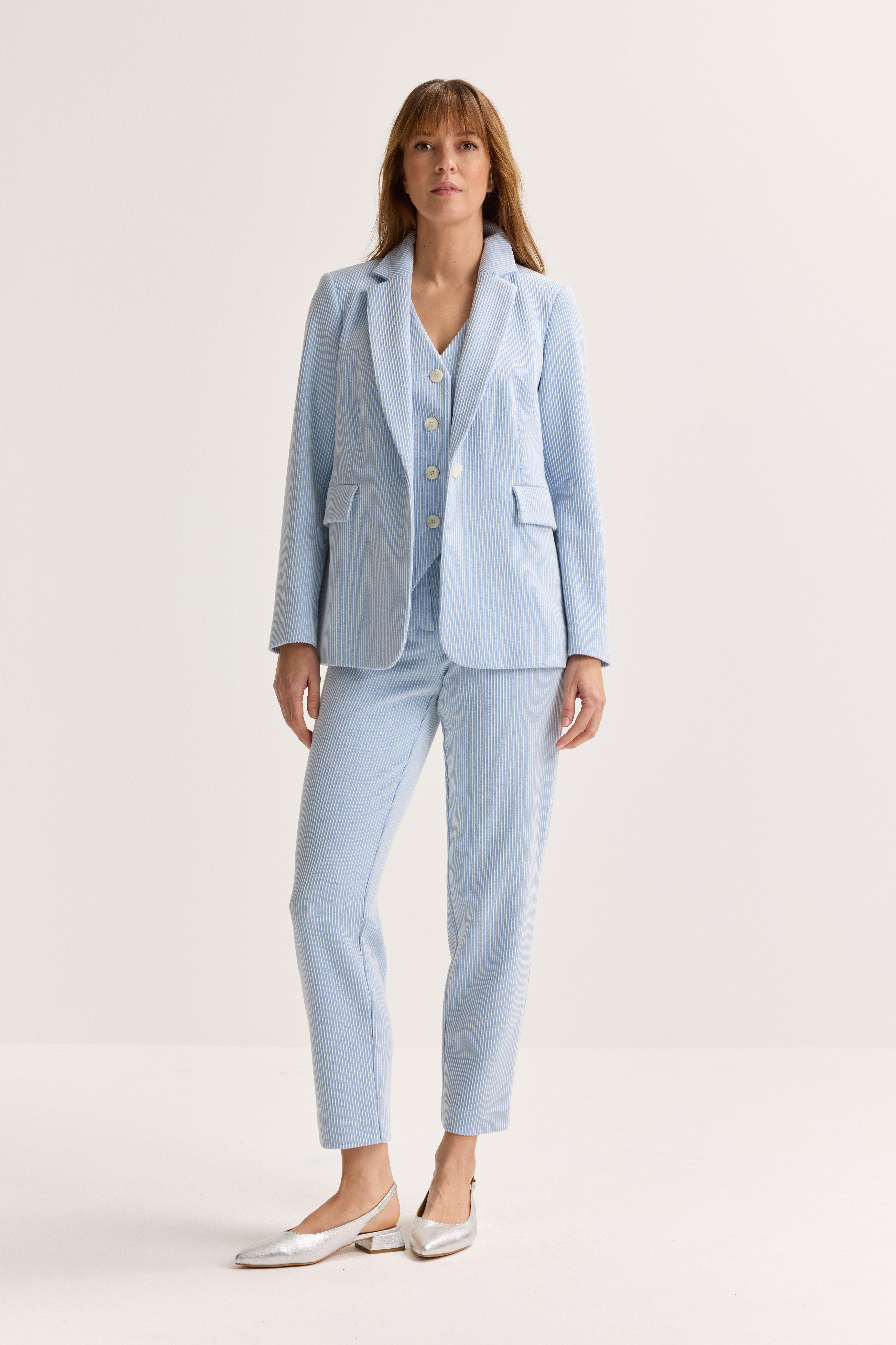 Blazers - Gestreepte blazer in denim jersey