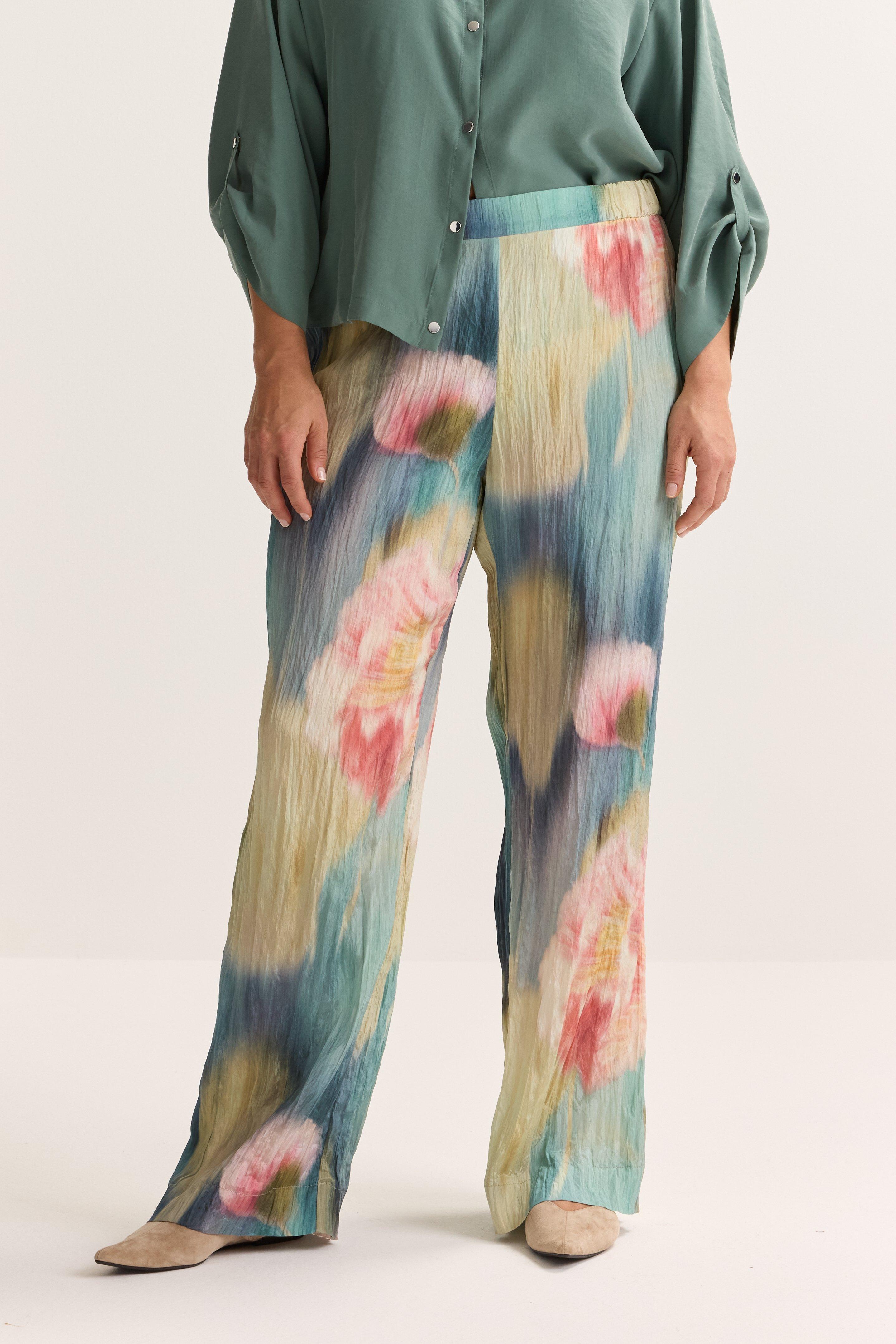 Broeken - Printbroek in crinkle satijn