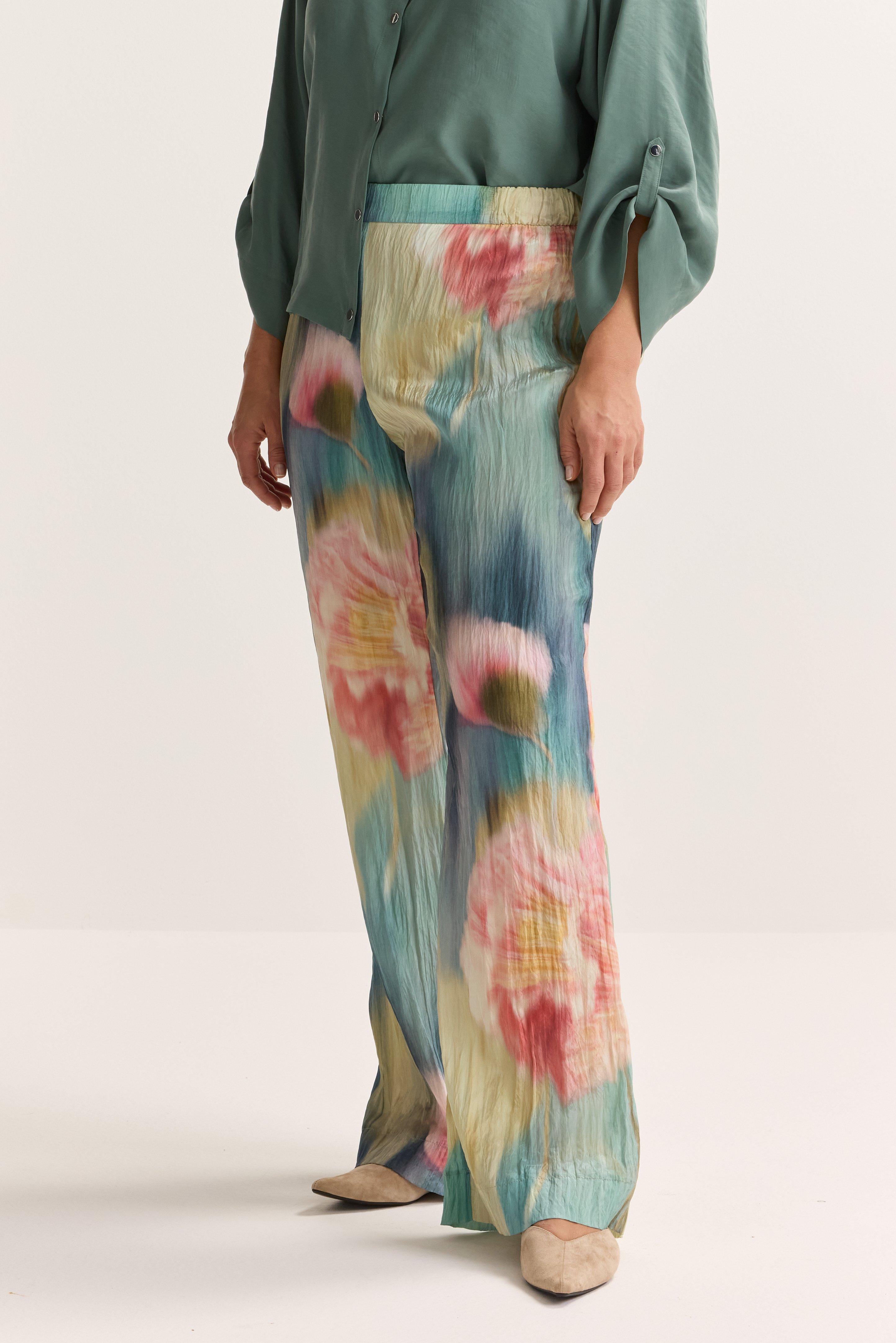 Broeken - Printbroek in crinkle satijn