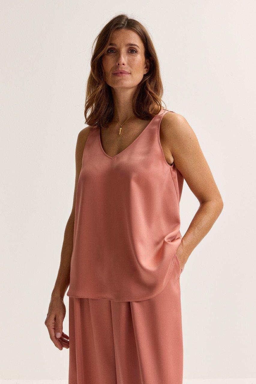 A-lijntop in satin&eacute; twill