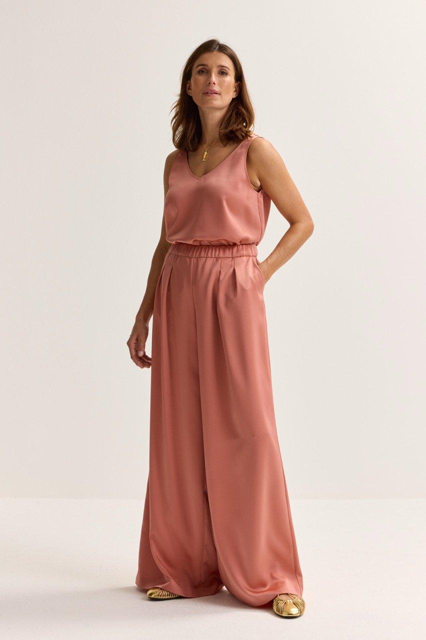 Pantalon palazzo &agrave; pinces 