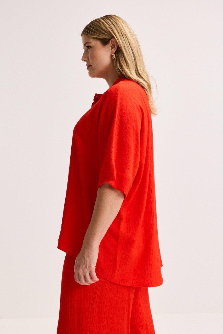 Chemises - Tunique longue en tissu crinkle