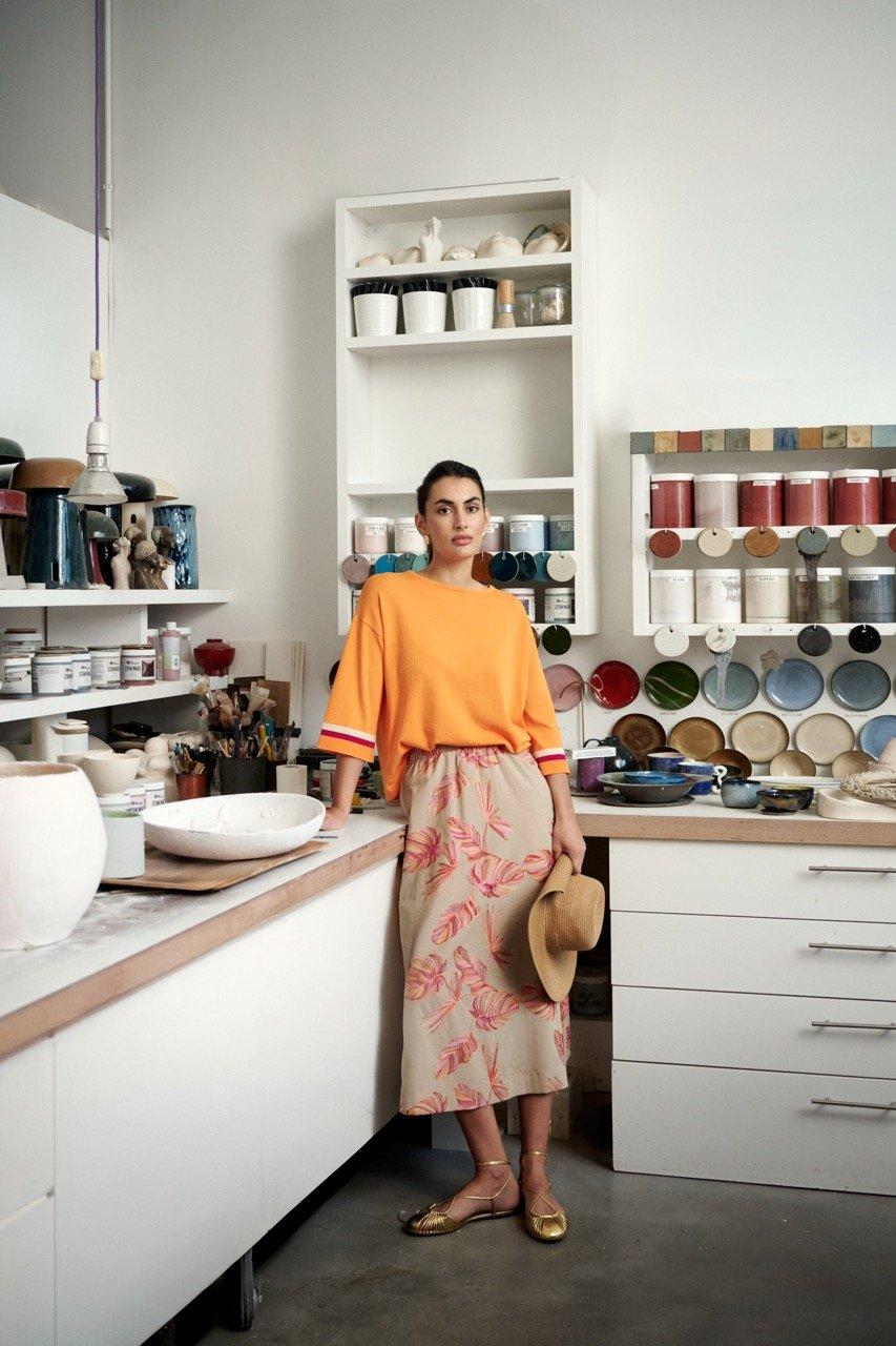 Jupes - Jupe &eacute;vas&eacute;e brod&eacute;e