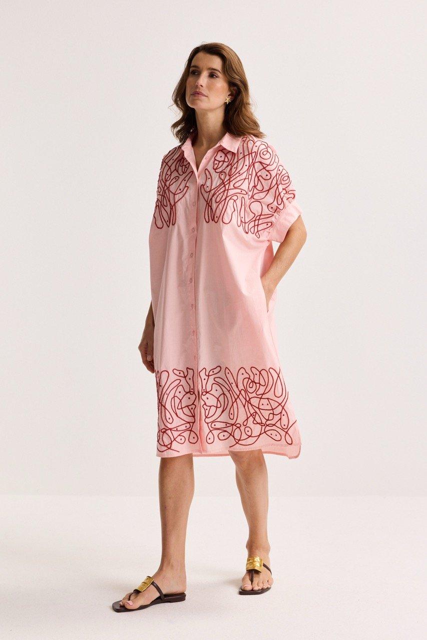 Robes - Robe-chemise brod&eacute;e en coton