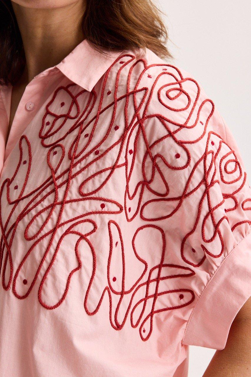 Robes - Robe-chemise brod&eacute;e en coton
