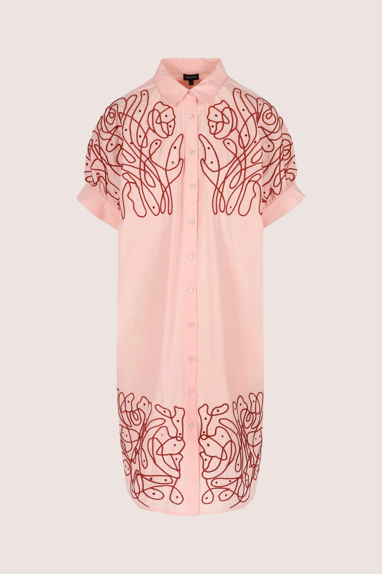 Robes - Robe-chemise brod&eacute;e en coton