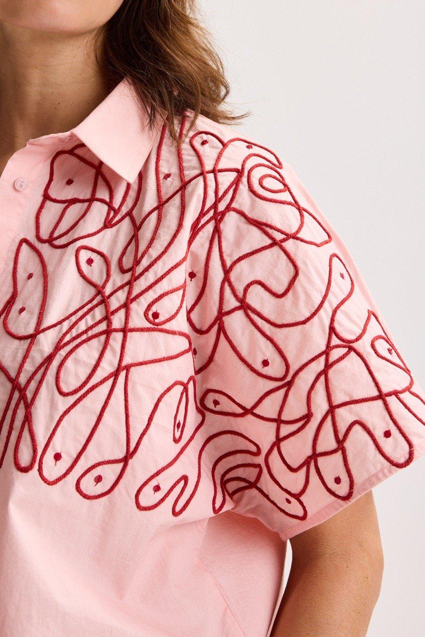 Hemden - Hemdblouse met pipingborduurwerk