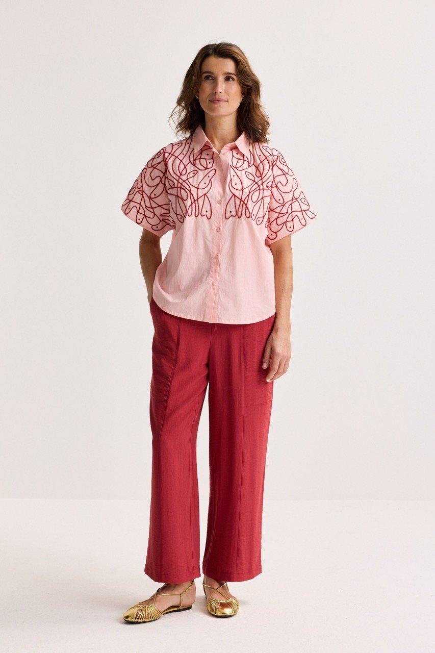 Hemden - Hemdblouse met pipingborduurwerk