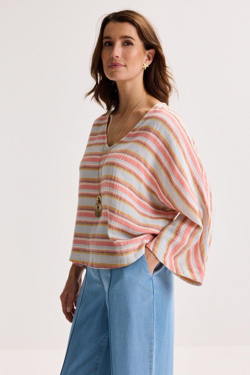 Hemden - Vleermuisblouse in gestreept tetra