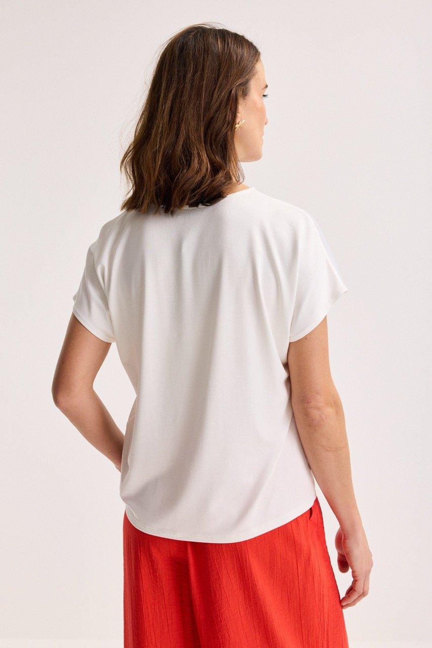 Sweatvest - T-shirtblouse met satijnen front