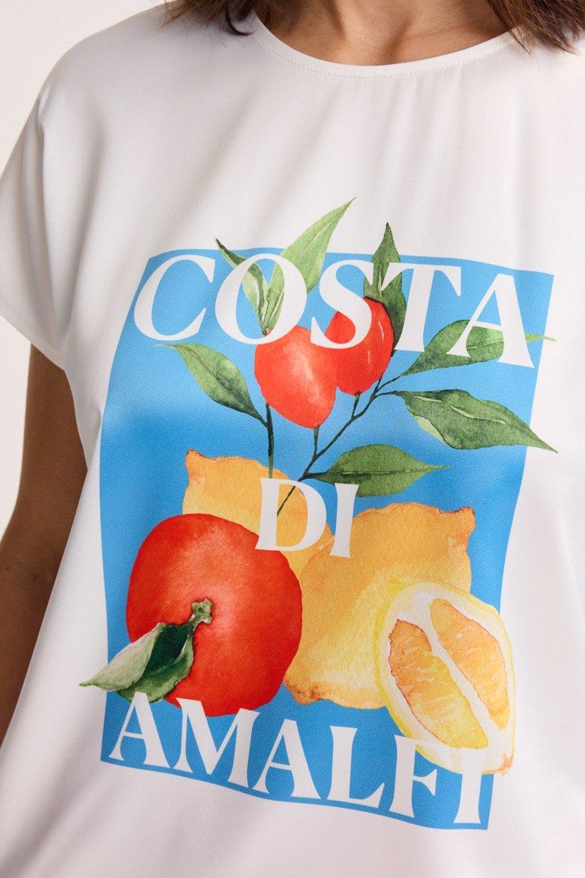 Sweatvest - T-shirtblouse met satijnen front