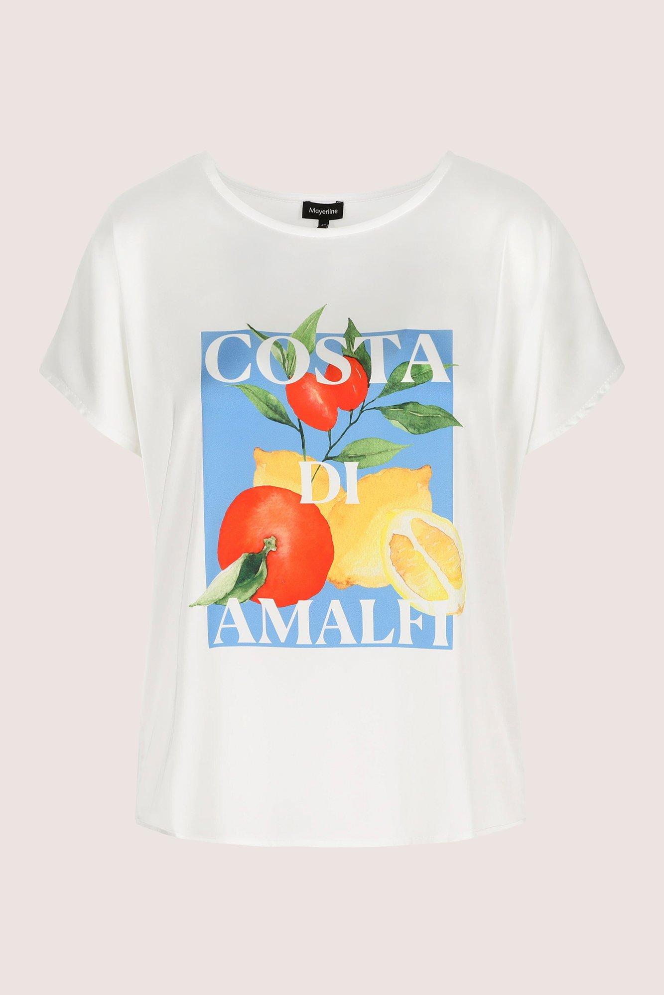Sweatvest - T-shirtblouse met satijnen front