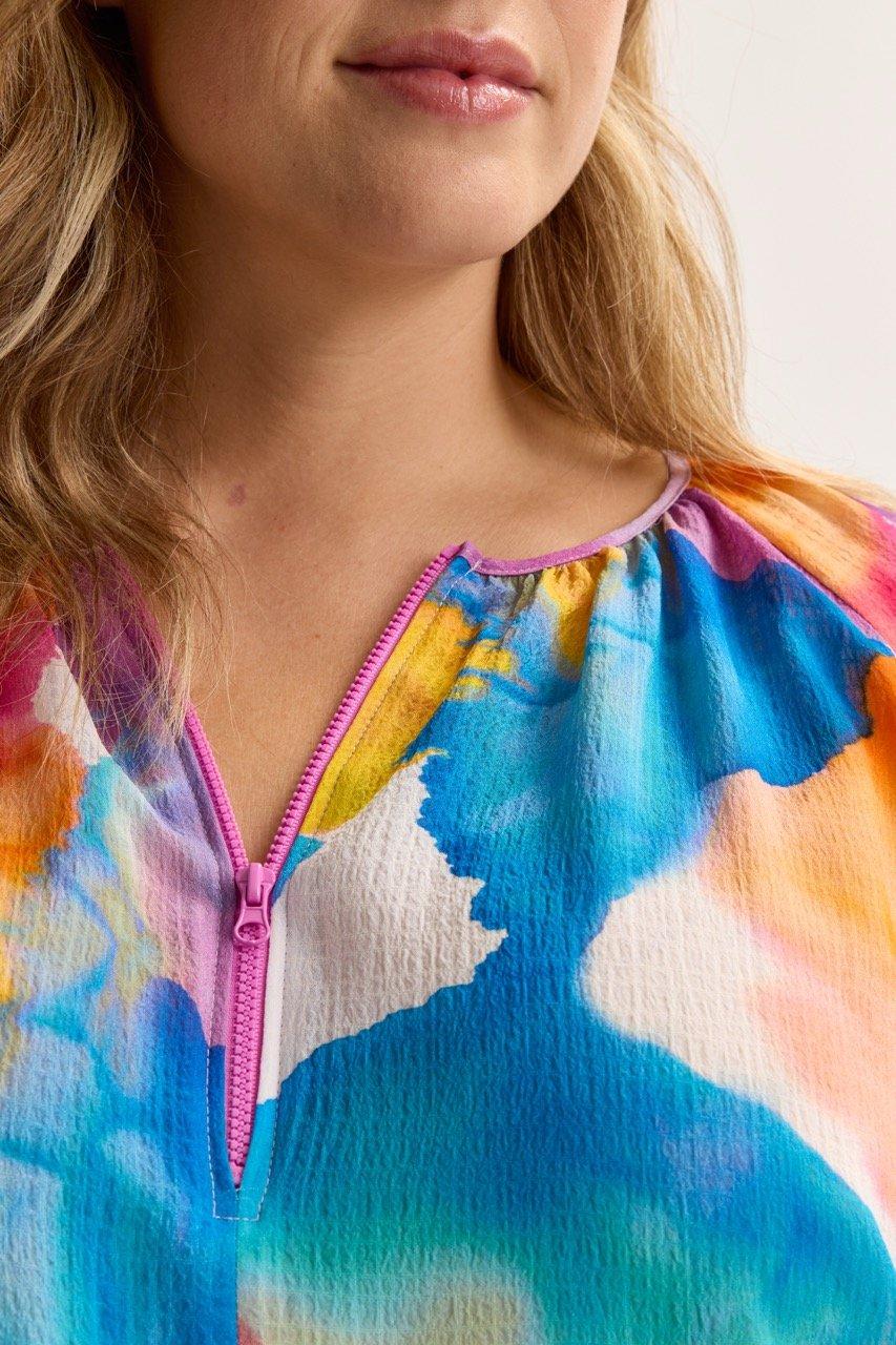 Hemden - Blouse in seersucker op elastiek