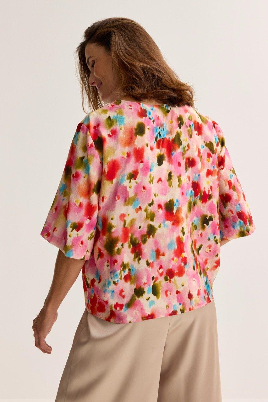 Hemden - V-halsblouse met aquarelprint