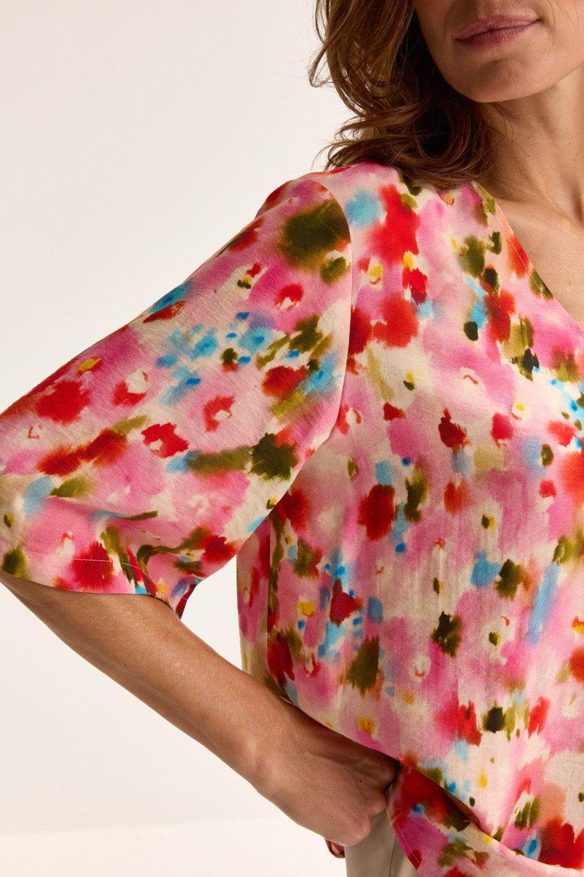 Hemden - V-halsblouse met aquarelprint