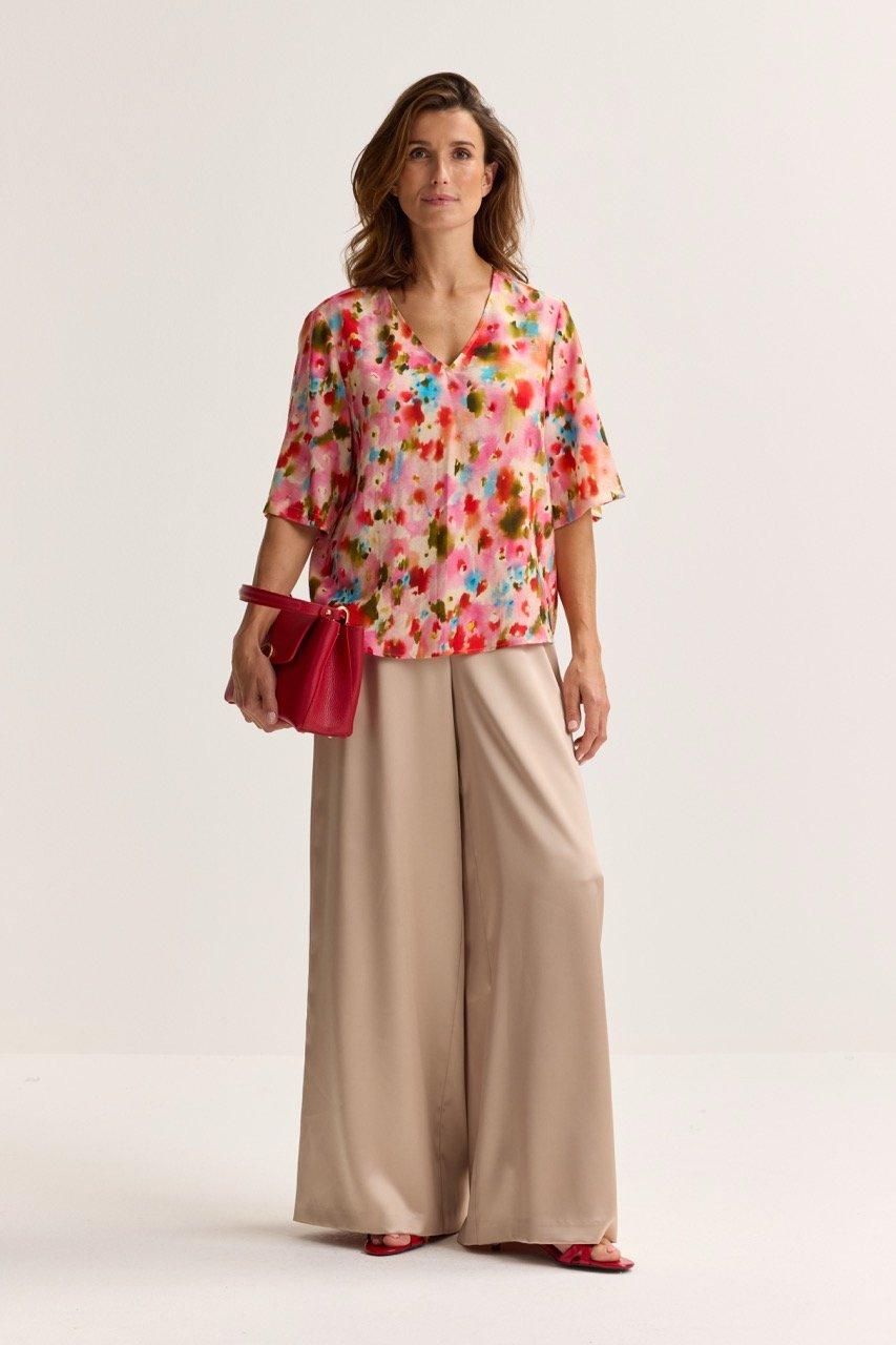 Hemden - V-halsblouse met aquarelprint
