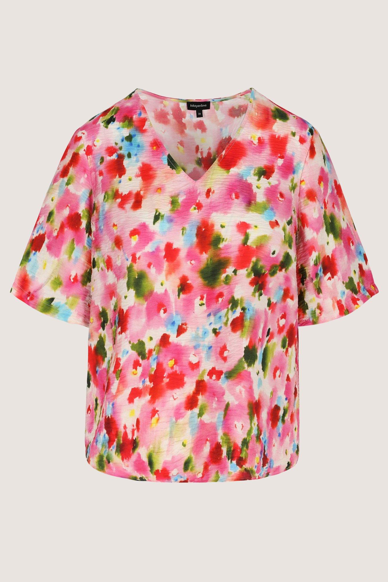 Hemden - V-halsblouse met aquarelprint