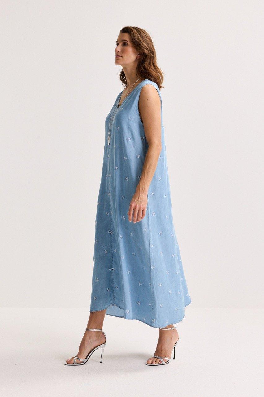Robes - Robe &eacute;vas&eacute;e en denim lyocell