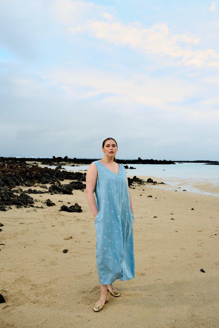 Robes - Robe &eacute;vas&eacute;e en denim lyocell