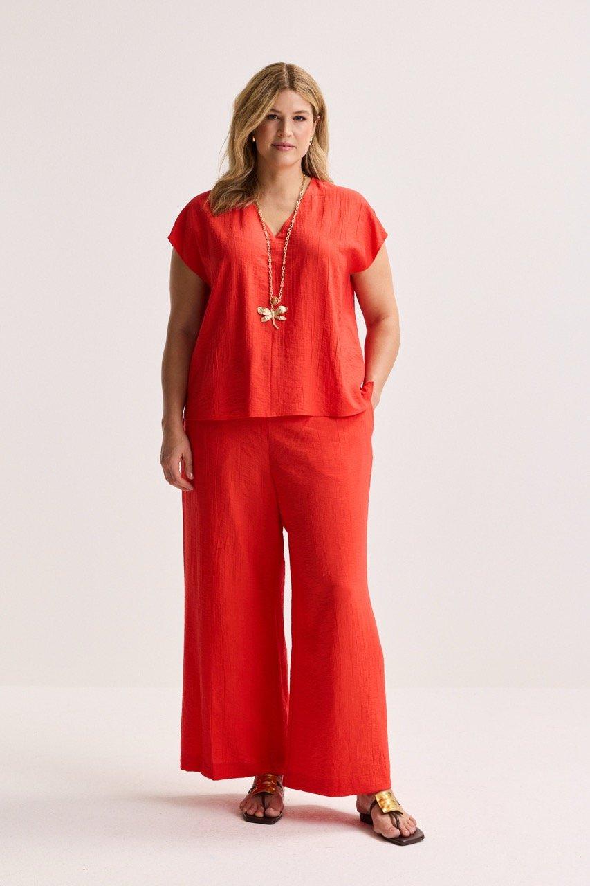 Wijde broek in crinkle stof