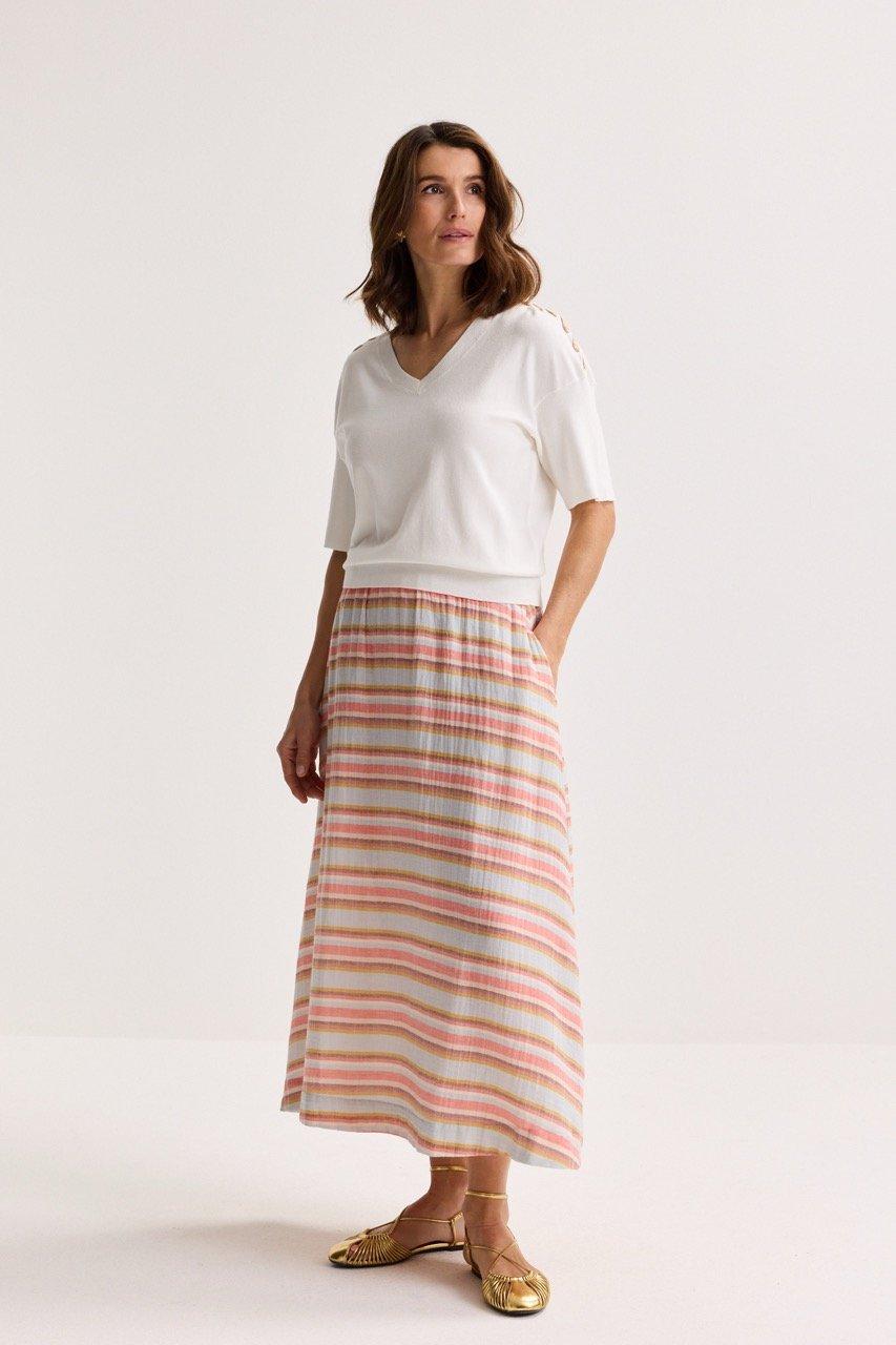 Jupe ray&eacute;e en tetra