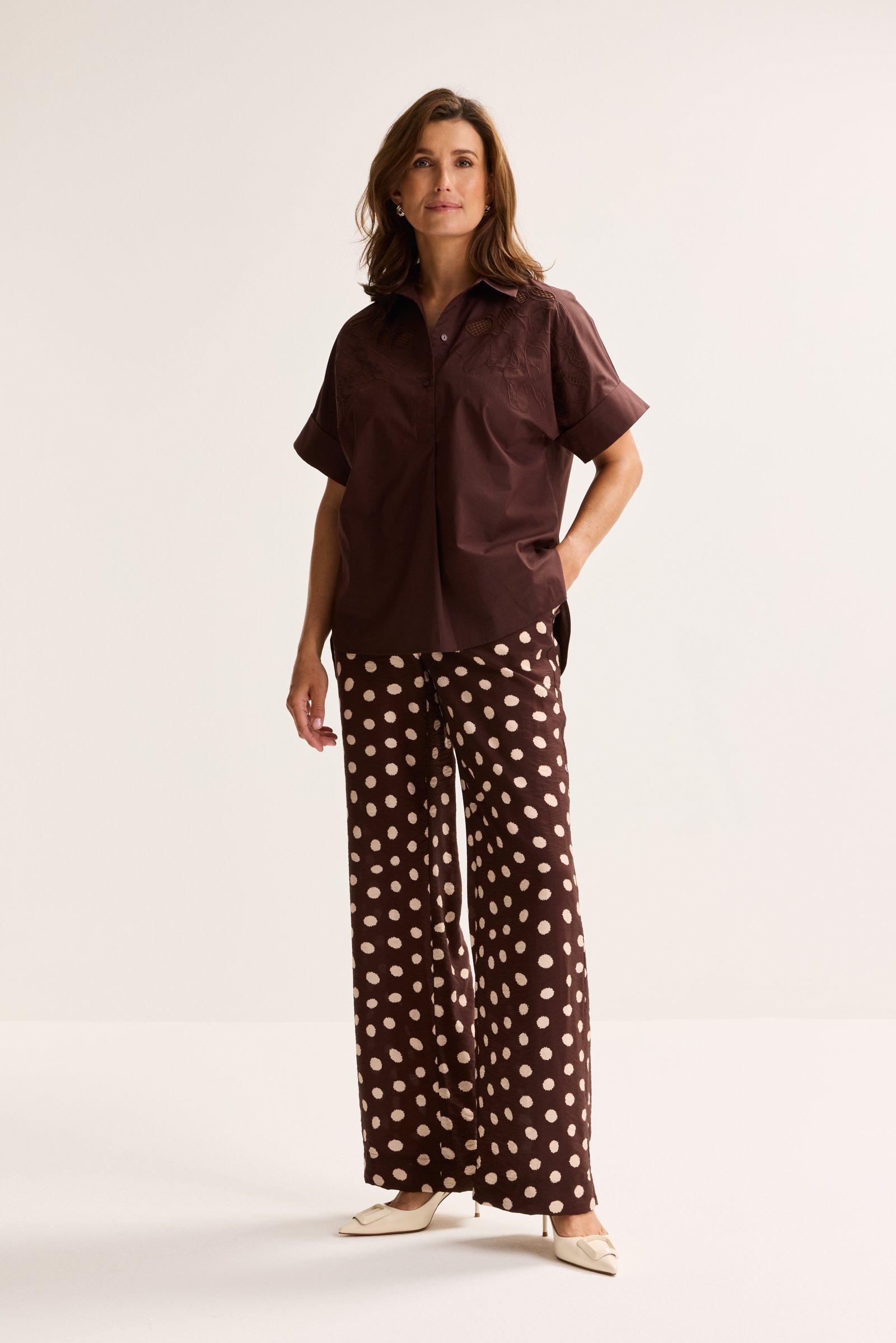 Hemden - Geborduurde blouse in popeline