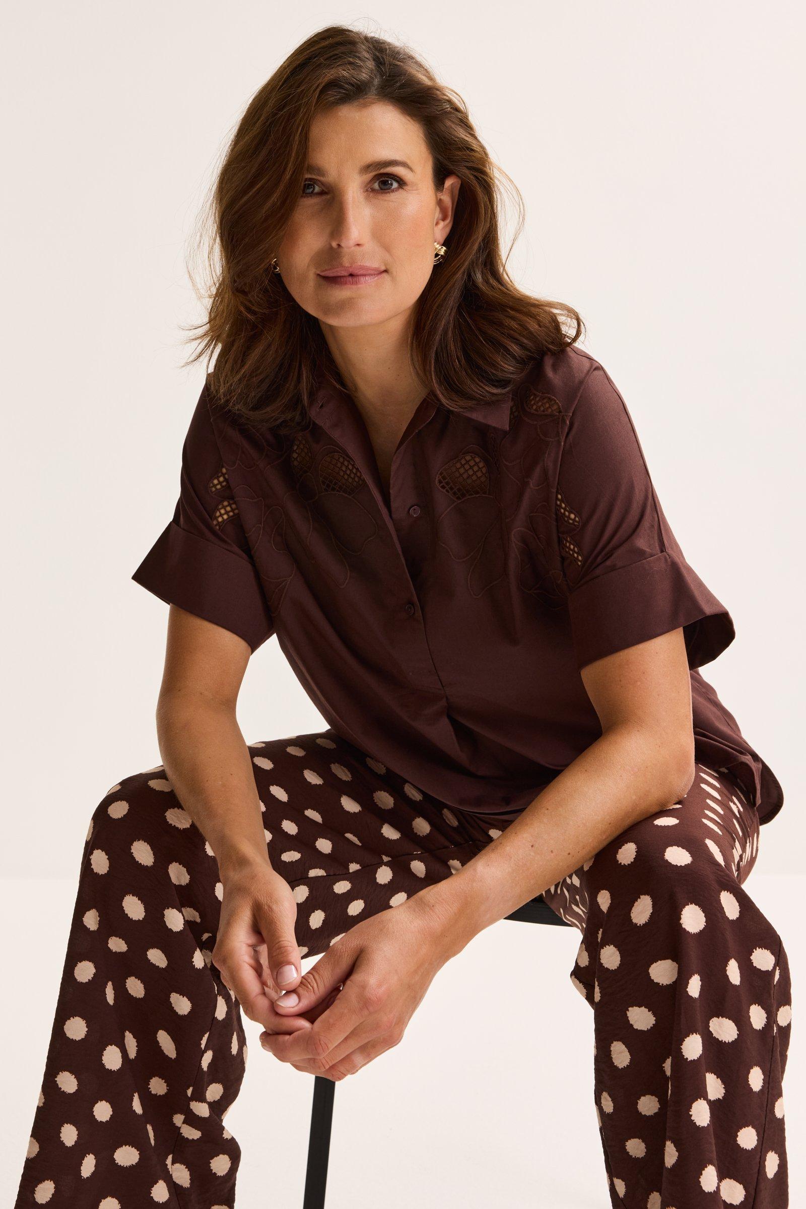 Hemden - Geborduurde blouse in popeline