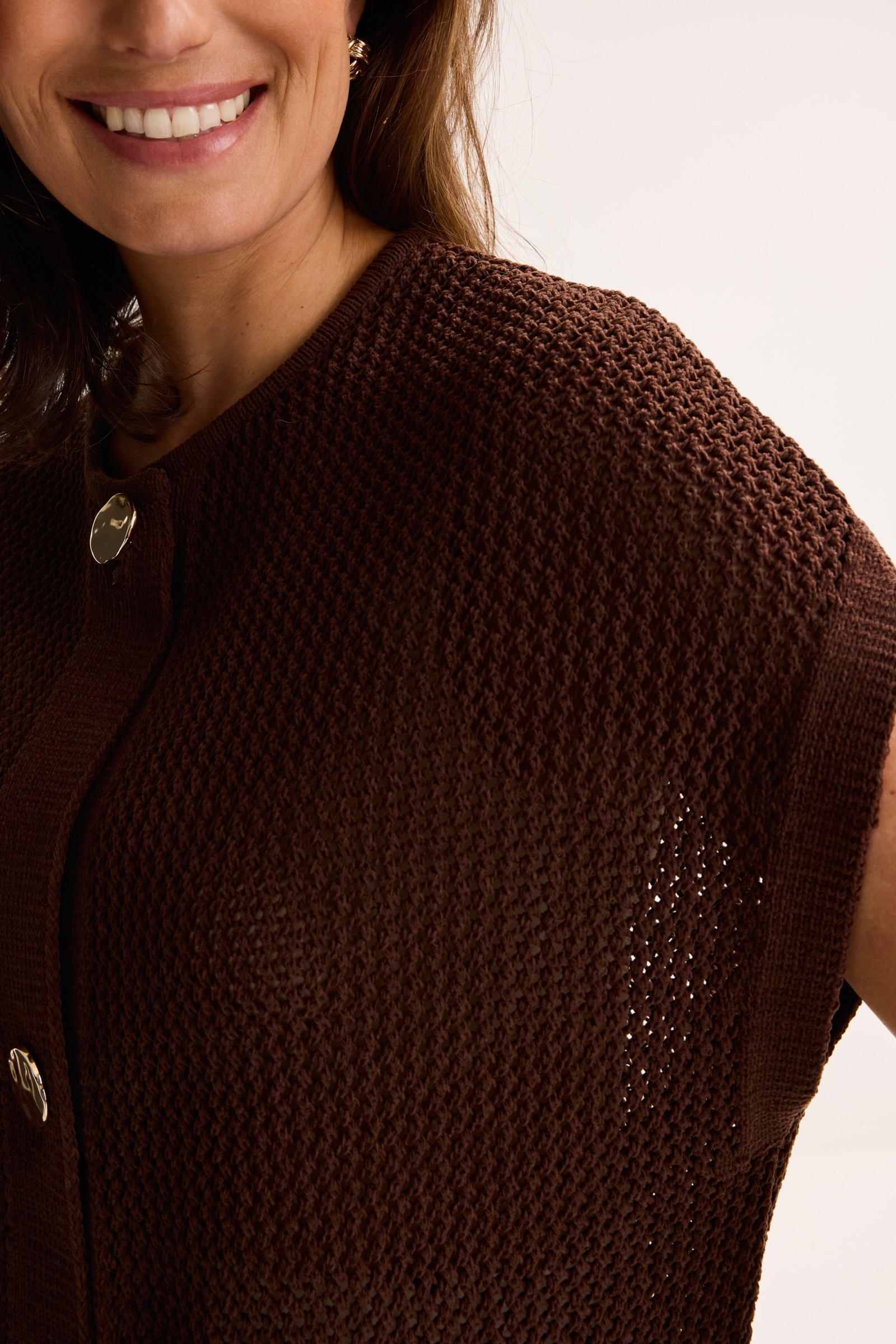 Cardigan - Mouwloze ajourcardigan